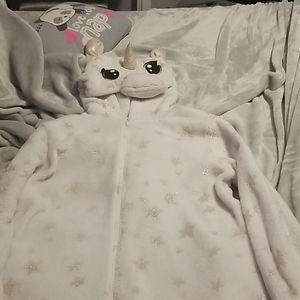 white and gold unicorn onesie pajama